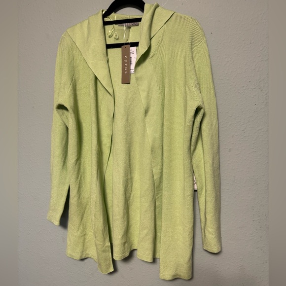 NWT Cyrus Lime Aloe Vera Green Hooded Cardigan Size Large - Picture 1 of 4